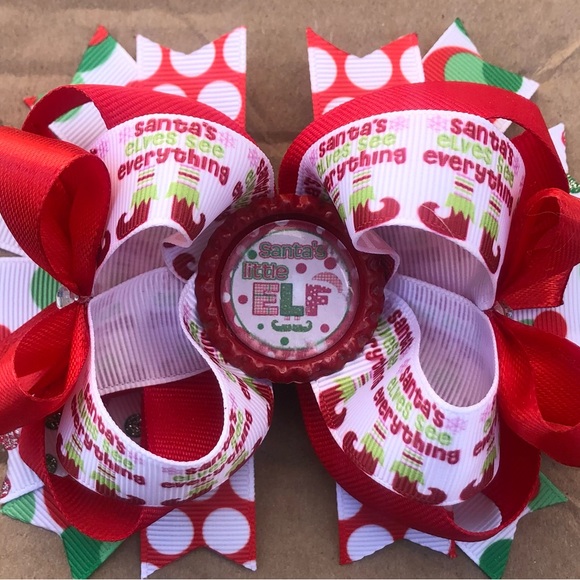 Handmade Other - Santa’s Little Elf Christmas Bow; Elf on the Shelf Christmas Bow; Girls bow